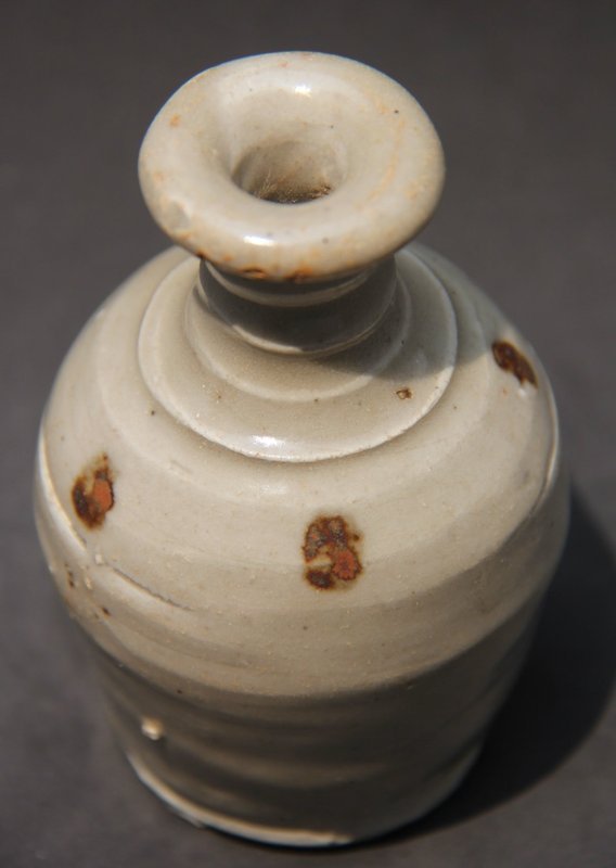 IRON - BROWN SPOTTED WITH CELADON GLAZED SONG BOTTLE  VASE