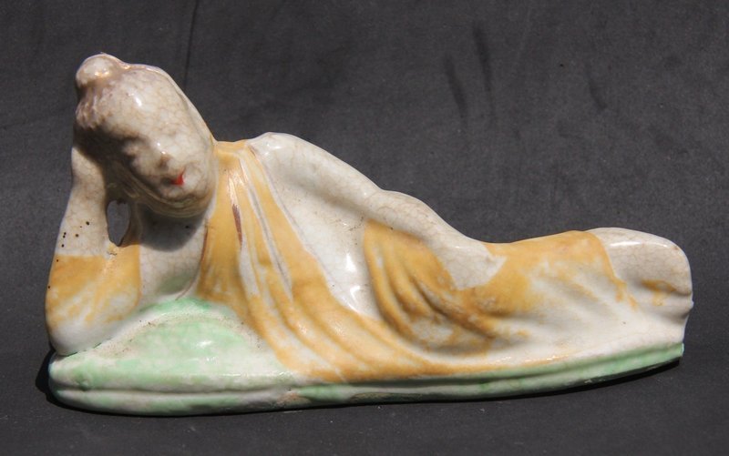 RARE BLANC DE CHINE POLYCHROME ENAMELED GUANYIN FIGURINE