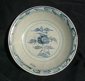 BW Swatow Dish with Flower Decoration