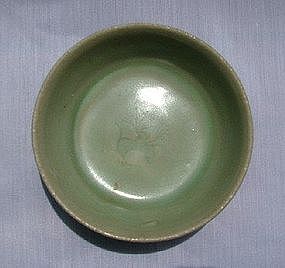 Small Celadon Dish with Flower Decoration