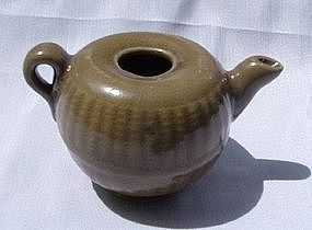 A Rare Song Celadon  Ribbed Tea Pot