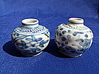 A Pair  Ming Blue White Small Jar (Perfect)