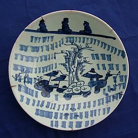 Qianlong Celadon Dish with fisherman