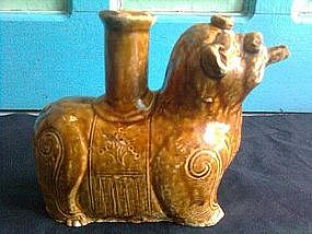 Fine Rare Ming Figural Lion Pouring Vessel or Kendi