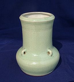 Qianlong Celadon Vase with Three Lugs