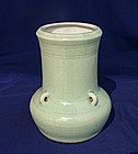Qianlong Celadon Vase with Three Lugs