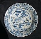A Ming BW Swatow Charger w/ Deer & Bird (28 cm)
