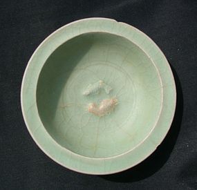 A Longquan Celadon Dish with Twin Fish