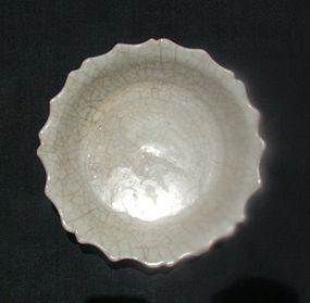 A Rare Song Ge Type Celadon Small Foliated Dish