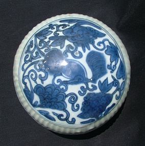 A Large Blue and White Ming Covered Box