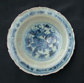 Early Ming Blue and White dish with Qillin