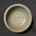 A Rare Song Celadon Bowl With Carved Single Fish #2