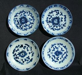 4 Set Qing Blue and White Small Dish
