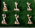 italian silver placecard holders, putti, cased