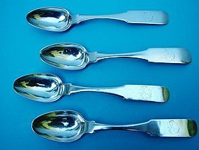 four Joseph Clarico coin silver teaspoons, Norfolk