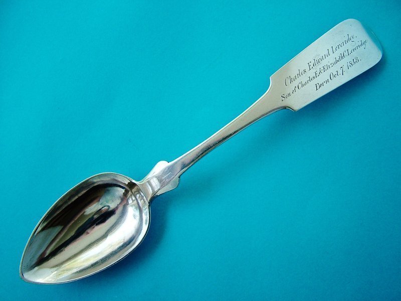 Charles Leveridge's birth spoon, NY historical interest