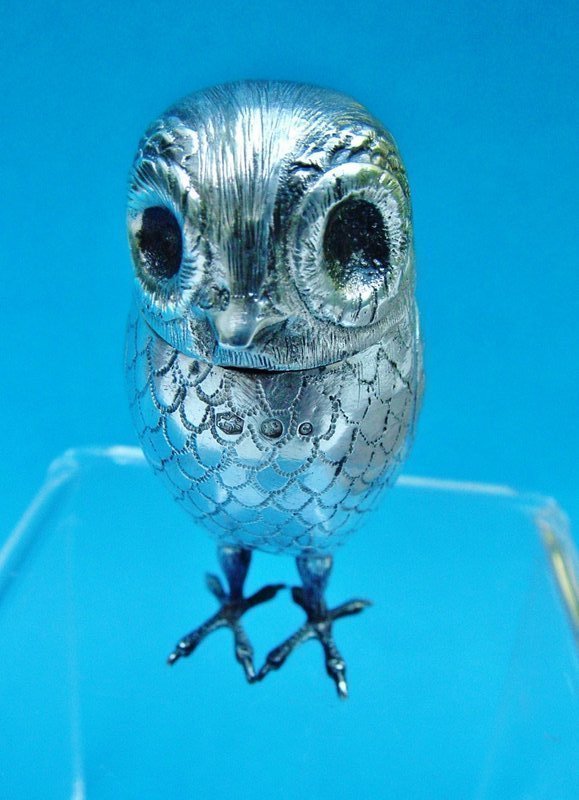 Netherlands silver owl form condiment box