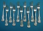 11 coin silver King's banquet sized dinner forks