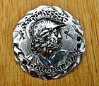 coin silver Medallion brooch