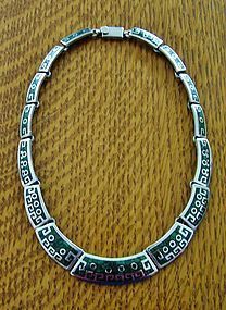 inlaid enamel "Aztec" necklace
