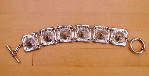 Peter Brams sterling & 14k cast link bracelet