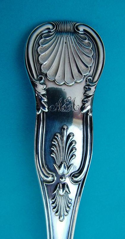 George Sharp Coin silver King's shell bowl serving spoon