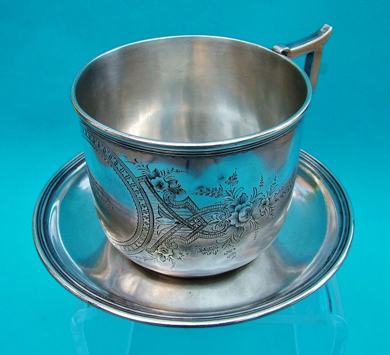 Schulz &amp; Fischer sterling cup and saucer, San Francisco, CA