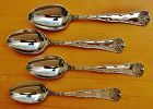 four Tiffany WAVE EDGE dessert spoons a/k/a oval soups