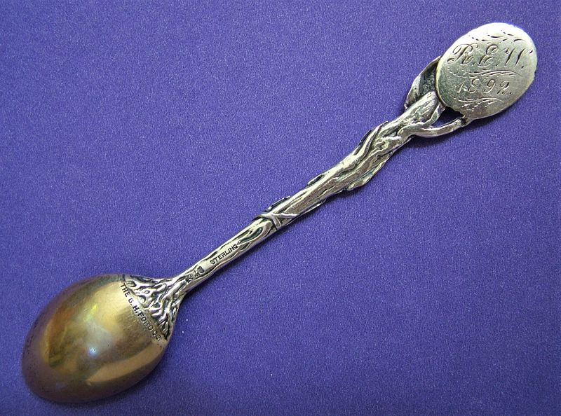 Gorham cast Nutmeg State sterling souvenir spoon