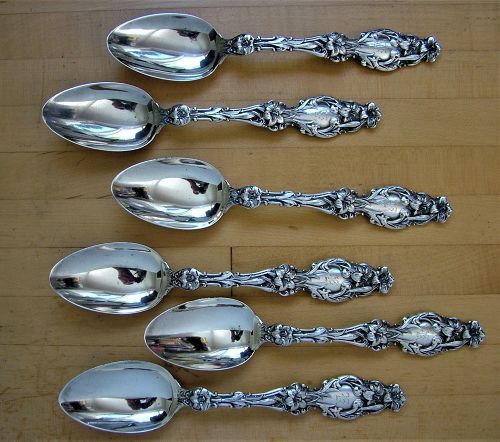 Whiting LILY dessert spoons, six