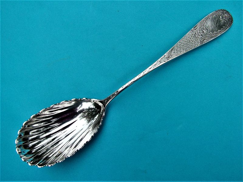 Maryland coin silver preserve spoon, P.B. Sadtler &amp; Sons,