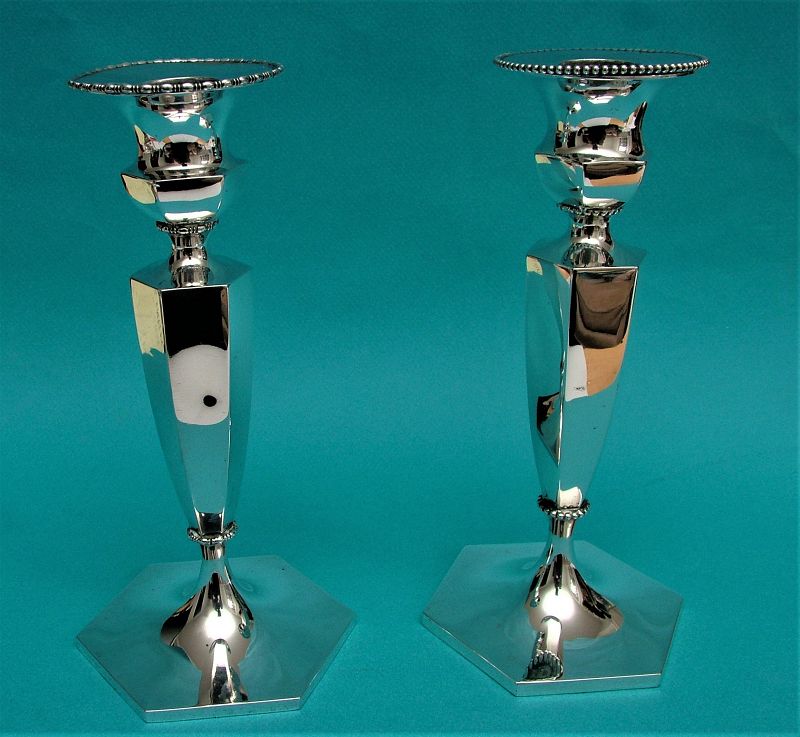 two Howard sterling candlesticks model 4535