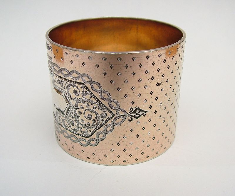 coin silver (gilt) napkin ring, heavy and well engraved