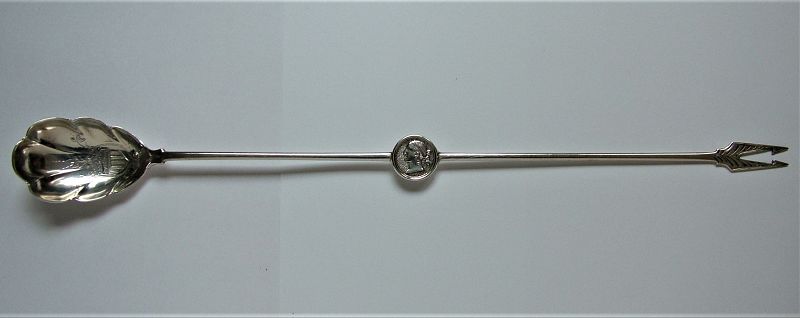 coin silver Medallion olive spoon/spear