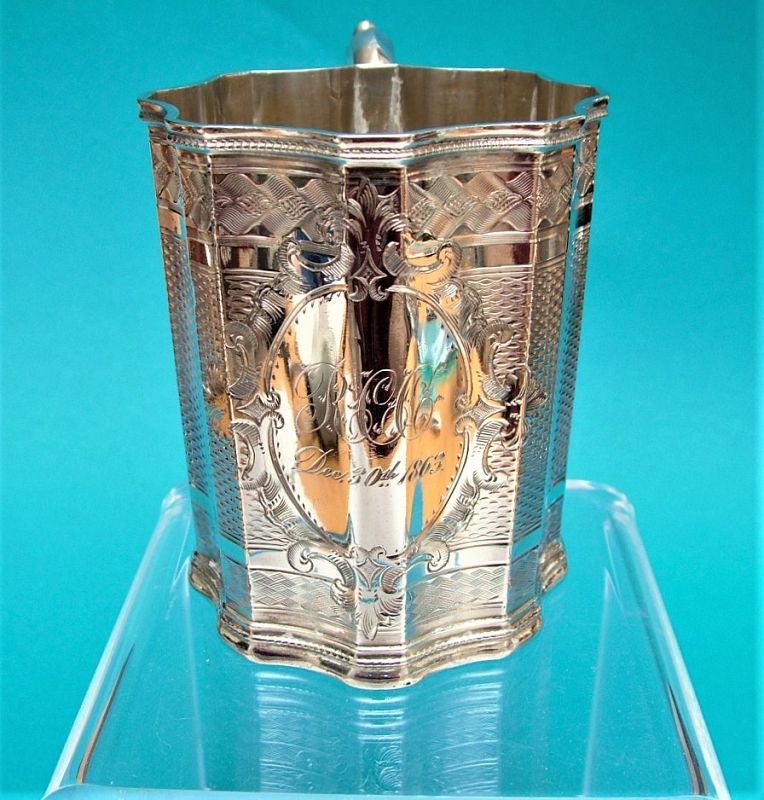 Albert Coles coin silver christening cup
