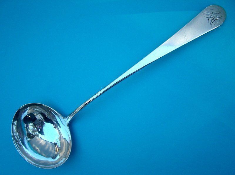 Early American silver soup ladle, John McMullin,