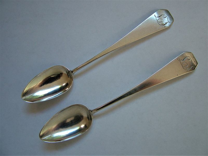 pair of Vermont coffin end teaspoons, Joha Corbett,