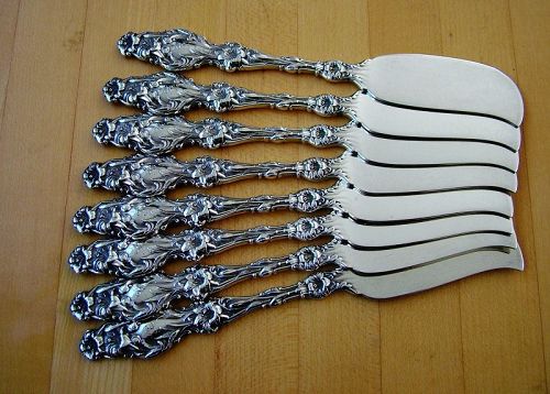 Whiting LILY sterling butter spreaders, 8