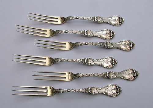 6 Reed & Barton LES CINQ FLEURS strawberry forks