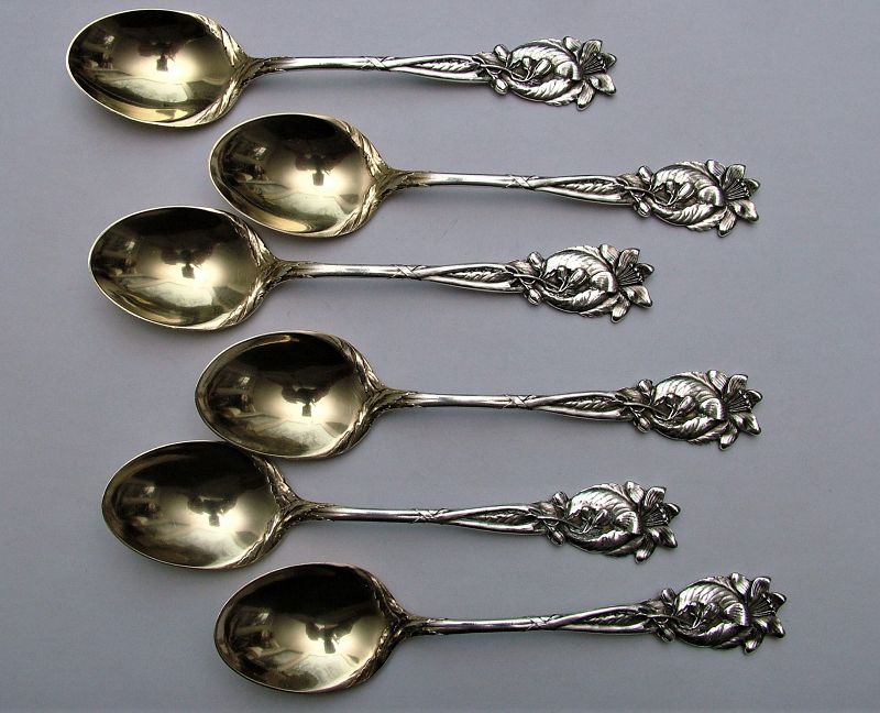 6 Durgin ORANGE BLOSSOM ice cream spoons