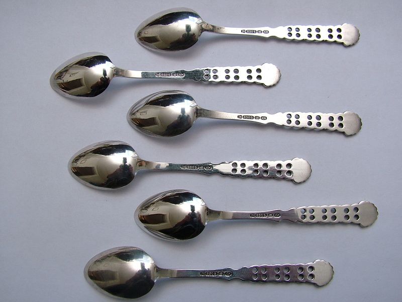 six Magnus Aase demitasse spoons,