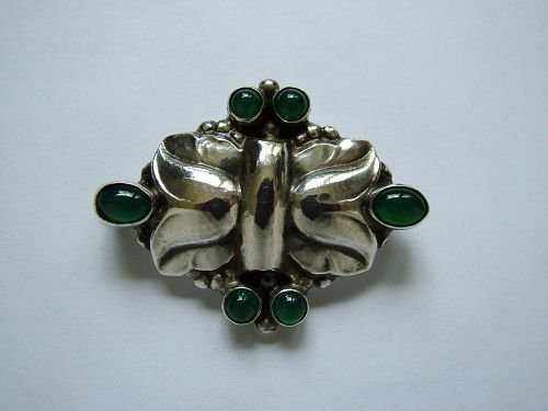 Georg Jensen .830 silver brooch 54, chrysoprase