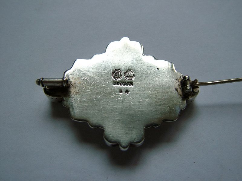 Georg Jensen .830 silver brooch 54, chrysoprase