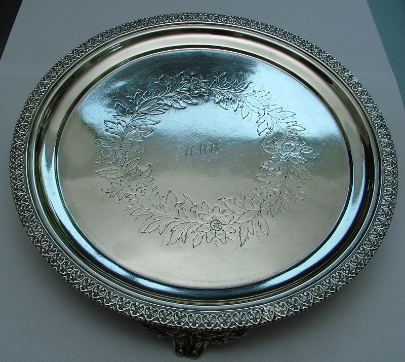 coin silver salver, William Forbes for Ball Tompkins &amp; Black,