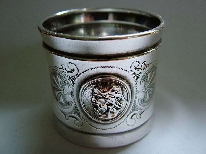 Medallion coin silver napkin ring of military interest