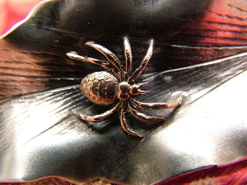 Shiebler spider and leaf brooch number 1438
