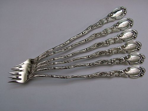 6 Durgin LOUIS XV extra-long cocktail forks