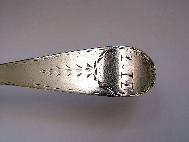 pair of early American silver table spoons, Samuel Gilbert,
