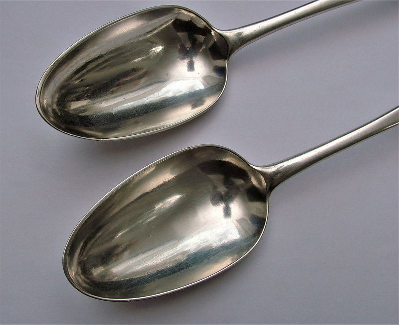 pair of early American silver table spoons, John Vernon, NY circa 1790