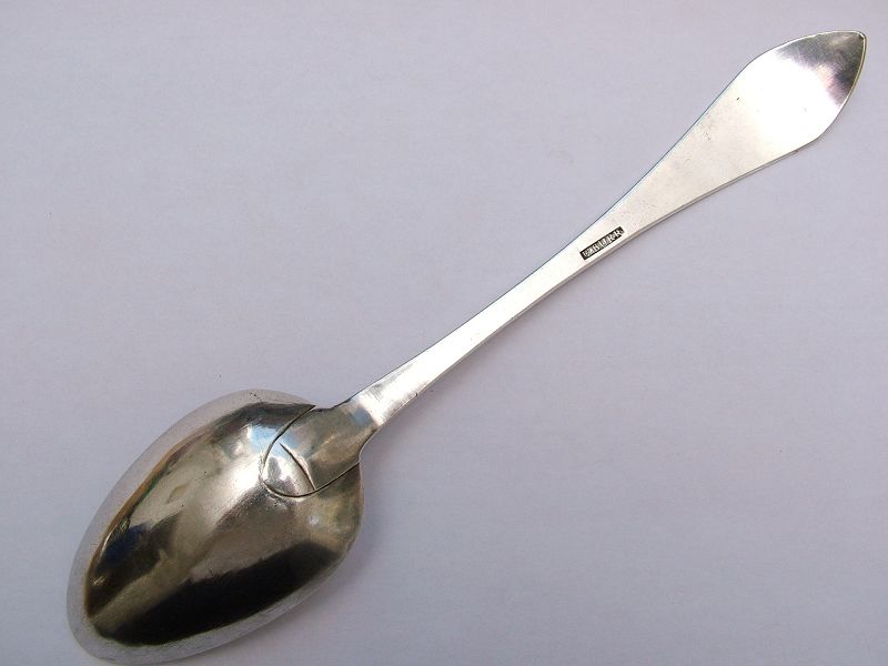 Early American silver tablespoon, Ezekiel Burr,